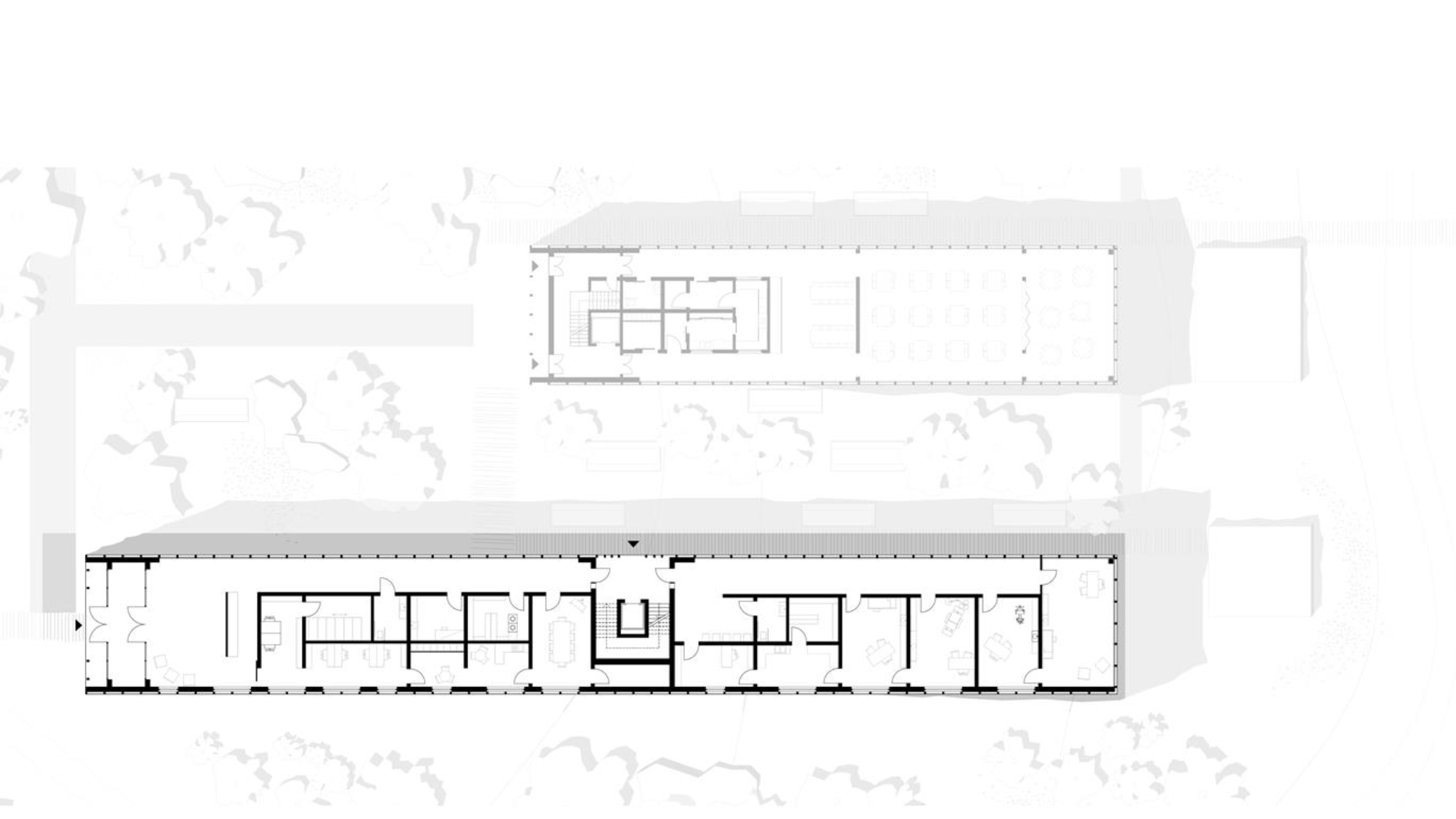 Grundriss und Ansicht eines Baukörpers