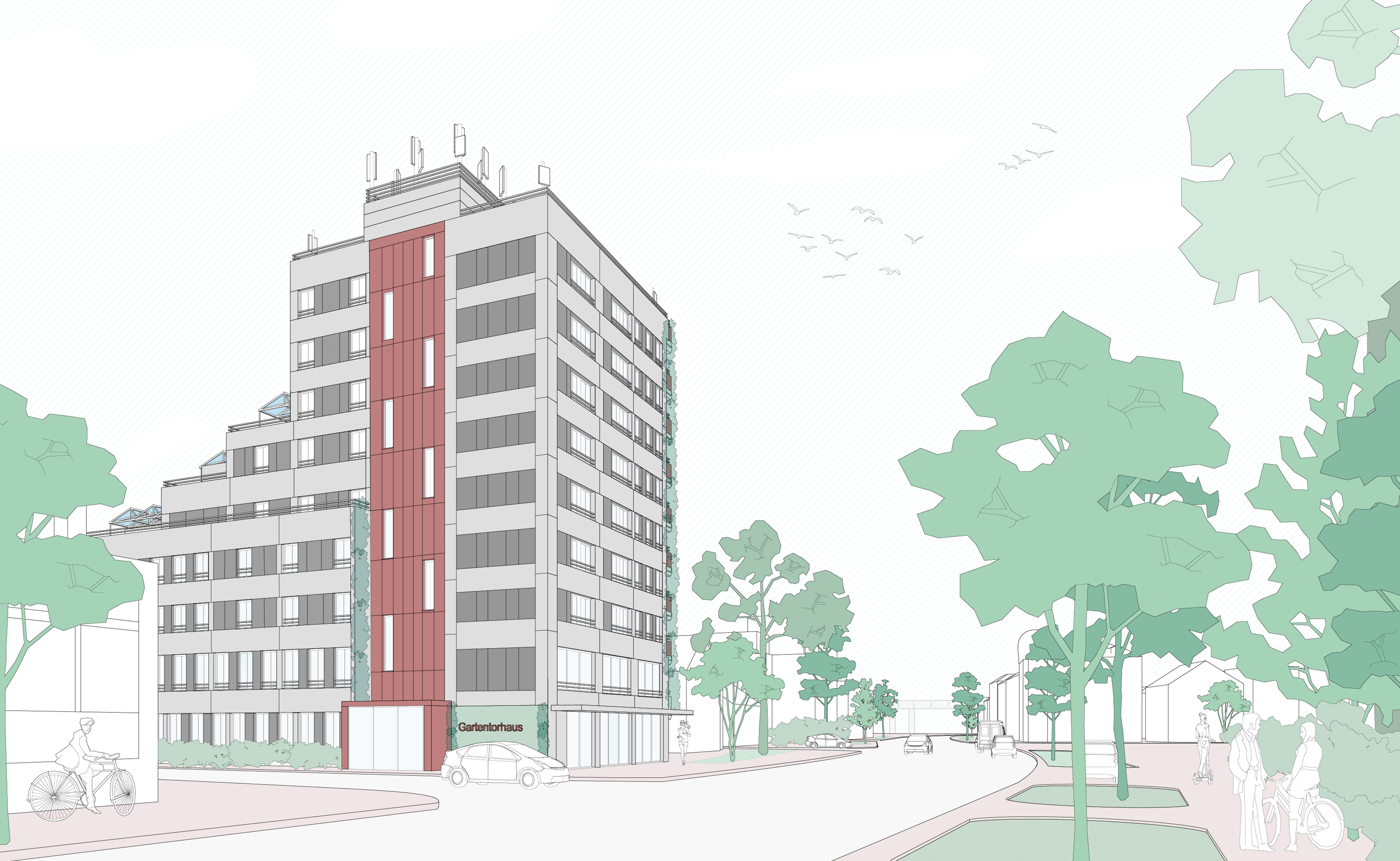 Strichzeichnung: Schillerstraße - Oldenburg